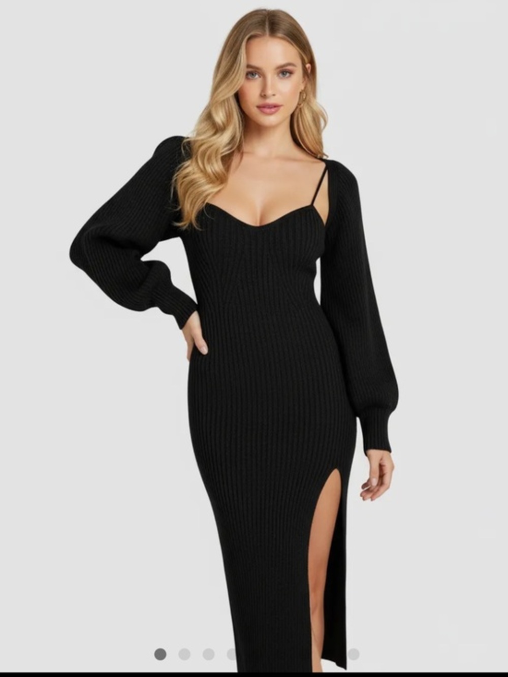 NWOT CIDER KNIT SOLID CAMI SPLIT MIDI DRESS & SHRUG